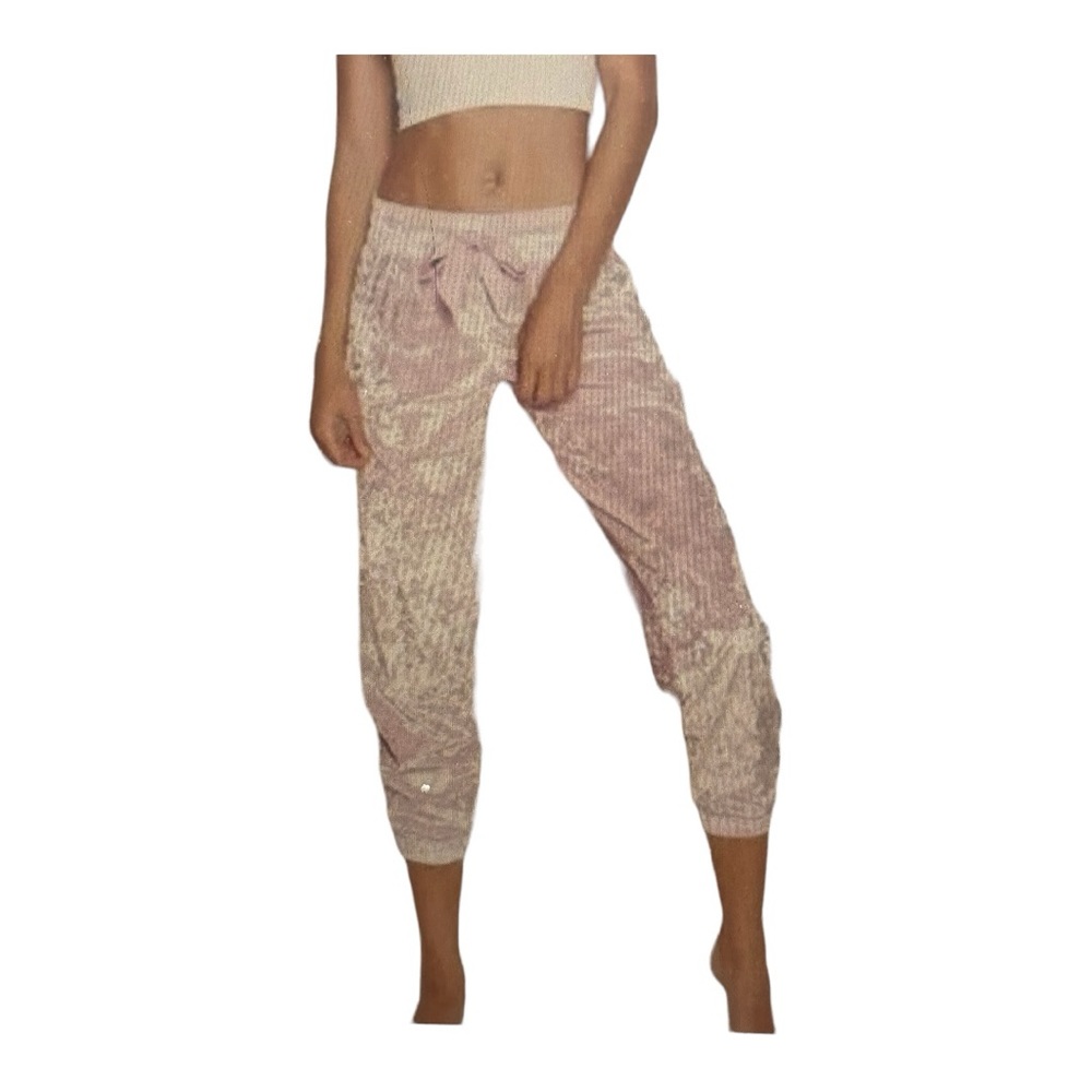 Victoria Secret NWOT CRUSHED VELVET SOFT BABY PINK JOGGERS SATIN WAIST TIE SZ L